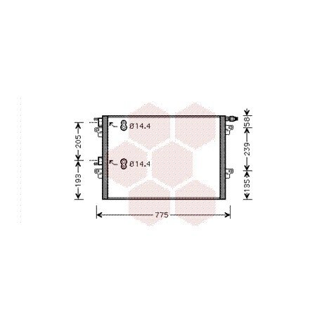 Condenseur sans bouteille pour Renault Espace de 2002 à 2012 diam. sorties 14.4mm