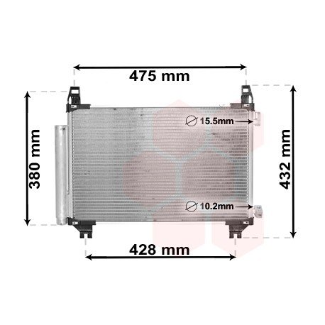 Condenseur avec bouteille pour Toyota Yaris de sept 2011 à aout 2014 version 1.0VVTi / 1.3 VVTi