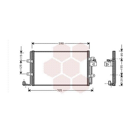 Condenseur sans bouteille pour Volkswagen New Beetle d'avant 2001 version 1.6 / 1.8 / 2.0 / 1.9TDi