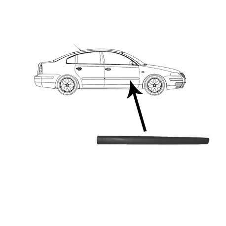 Moulure de porte avant droite couleur noire pour Volkswagen Passat de nov 1996 à fév 2005