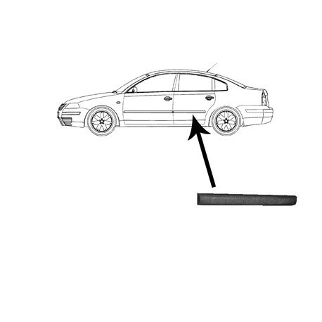 Moulure de porte arrière gauche couleur noire pour Volkswagen Passat de nov 1996 à fév 2005