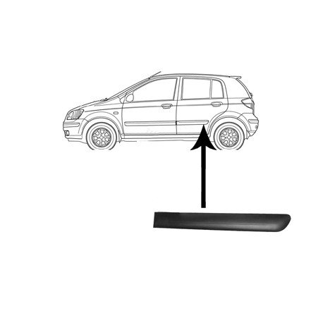 Moulure de porte arrière gauche pour Hyundai Getz de oct 2005 à aout 2009